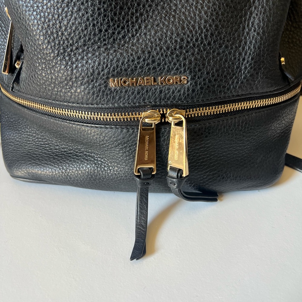 Michael Kors Black Pebbled Leather Small Backpack with Gold Hardware - Picture 2 of 8